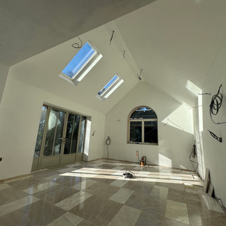 Double height extension dining room on the back of a property in Chawton
