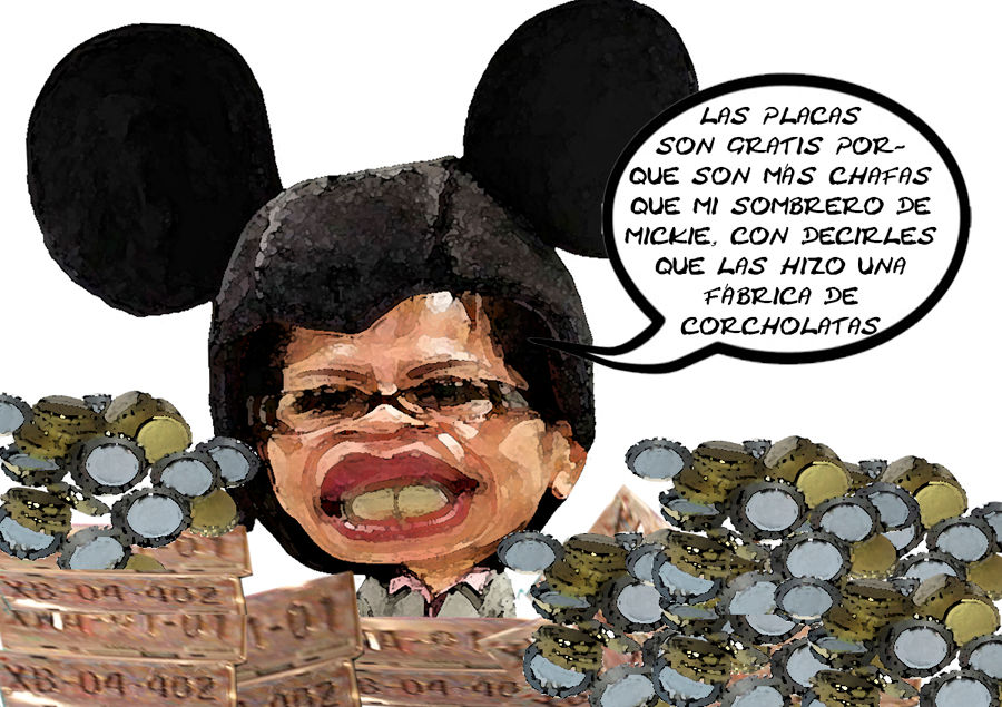 Gisela Santacruz, Caricatura 1, SECTE, Placas Chafas, Corcholatas, Lazos Interna