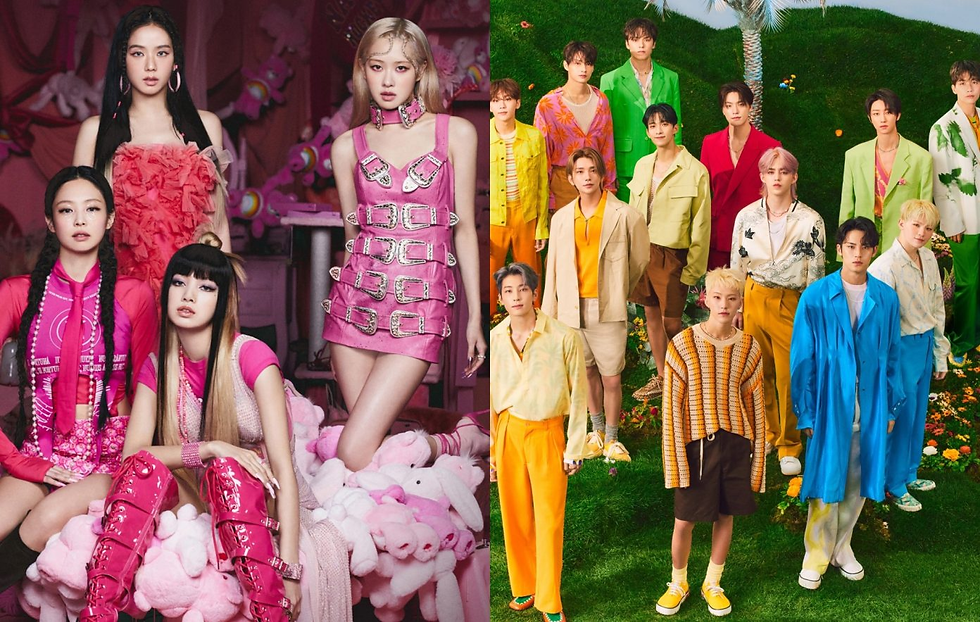 BLACKPINK and SEVENTEEN - Credit: NME.com