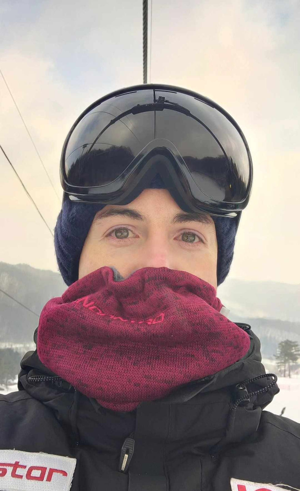 Riding a Ski lift in Gagnwondo, South Korea. Photo: Lewis Hooper