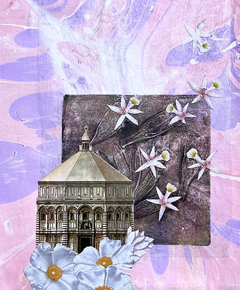 Enid Johnstone Collage Florence Baptistery Garden, Italy Remix