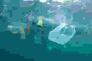 Plastic waste garbage floats in ocean