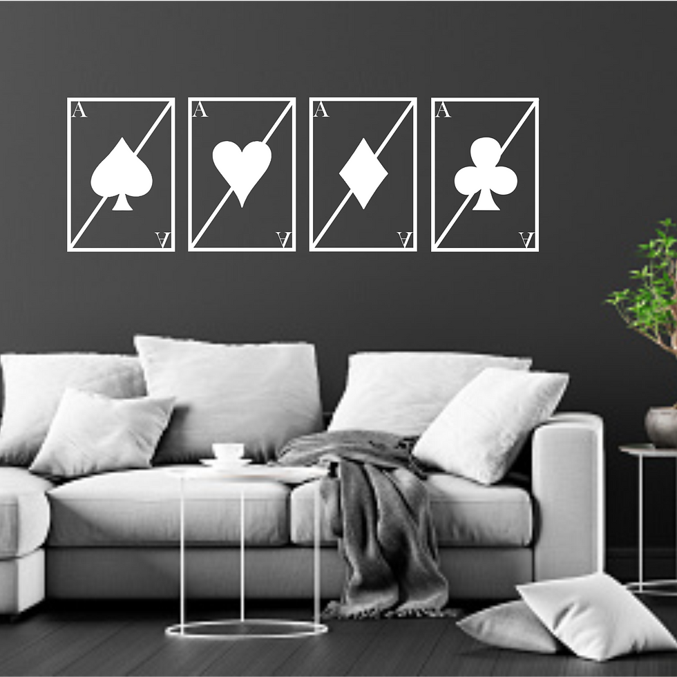 Thumbnail: Ace of Cards Wall Decor, Set of 4 Self Adhesive Wooden Laser Cutouts for Home De