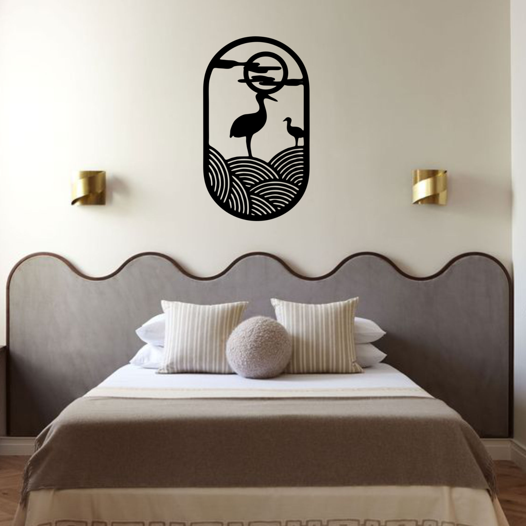 Elegant Crane Wall Art for Modern Bedroom Décor | Premium Wooden Wall Design