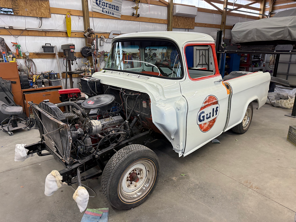 Vintage Chevy Cameo pickup truck restoration project