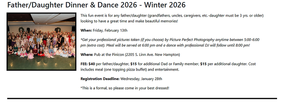 Father Daughter Dance @Pub at the Pinicon