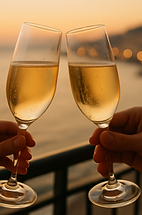 Sunset Toast with Champagne at luxury property purchase in Cyprus
