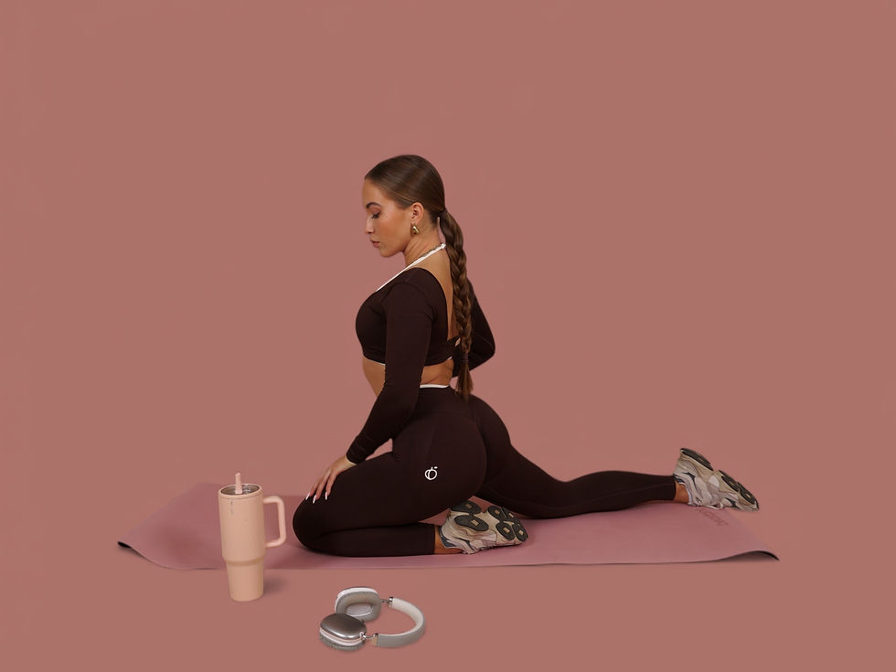Thumbnail: Coffee brown  two-toned glute contour leggings