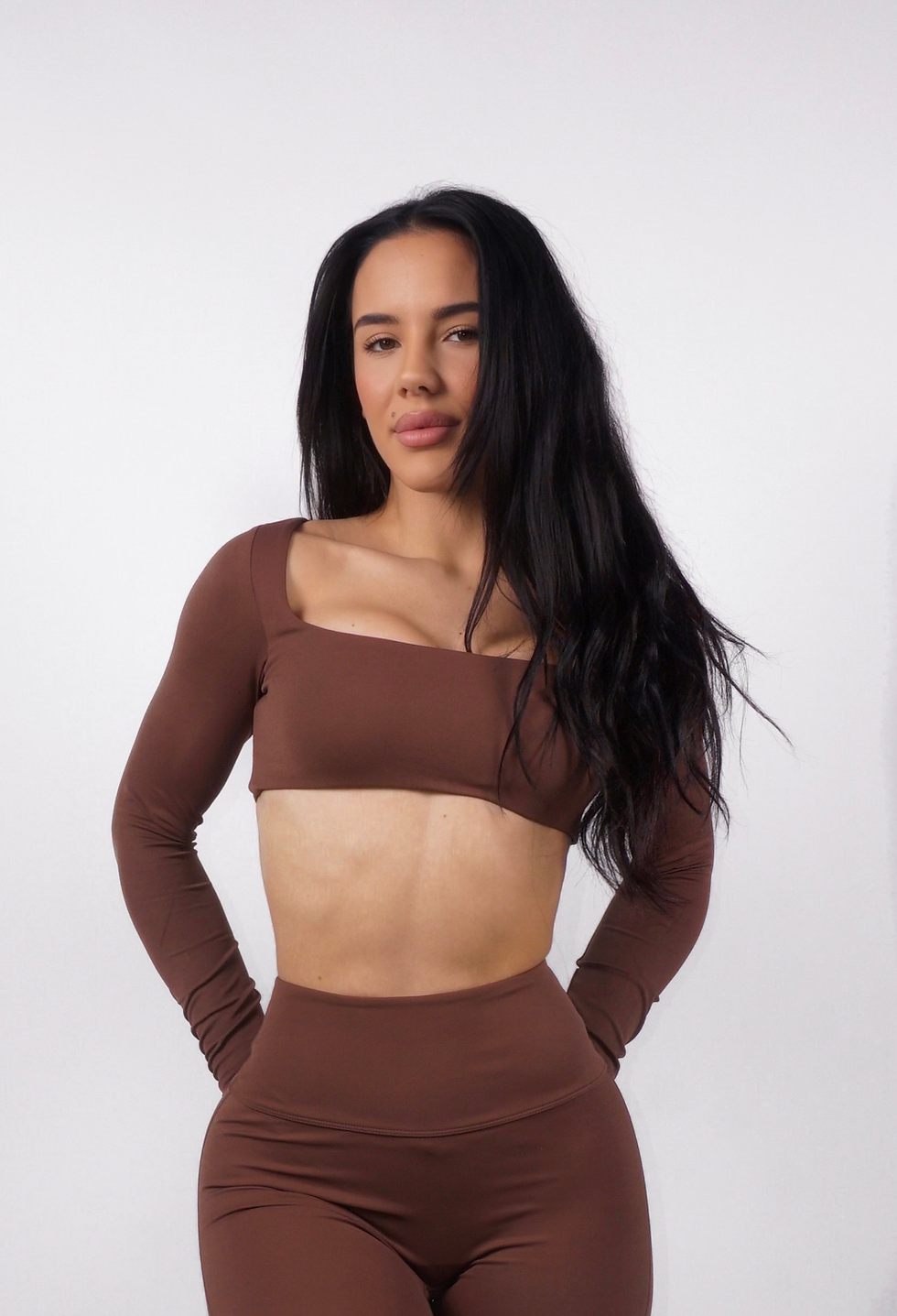 Thumbnail: Brown long sleeve crop top