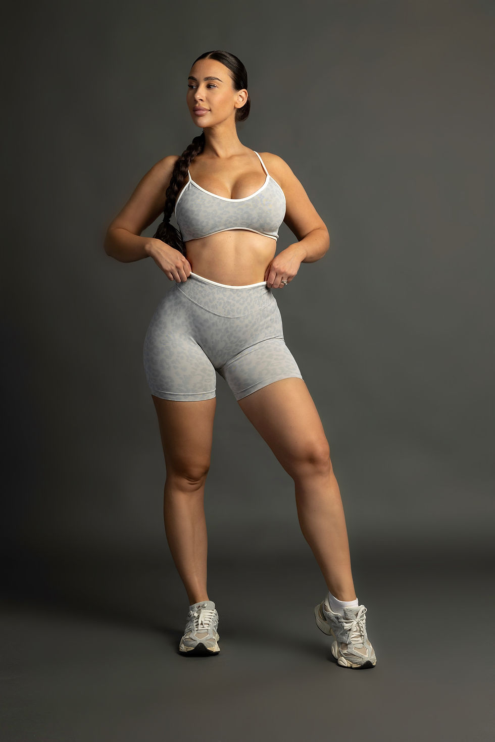 Thumbnail: Grey leopard two-toned glute contour  shorts