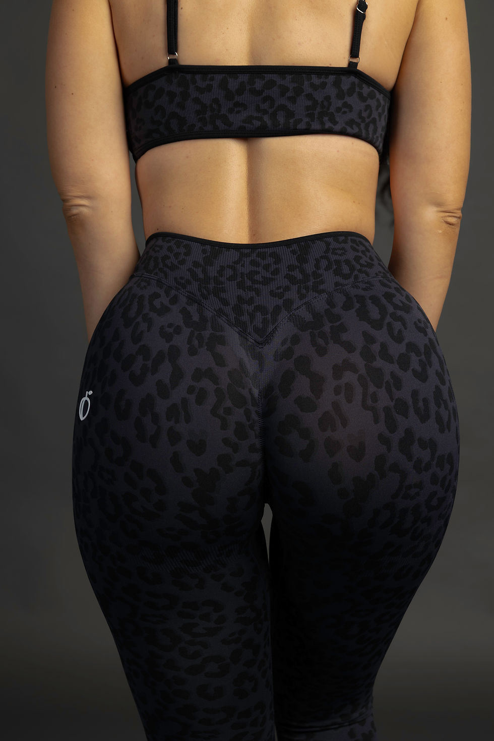 Thumbnail: Black leopard  two-toned glute contour leggings