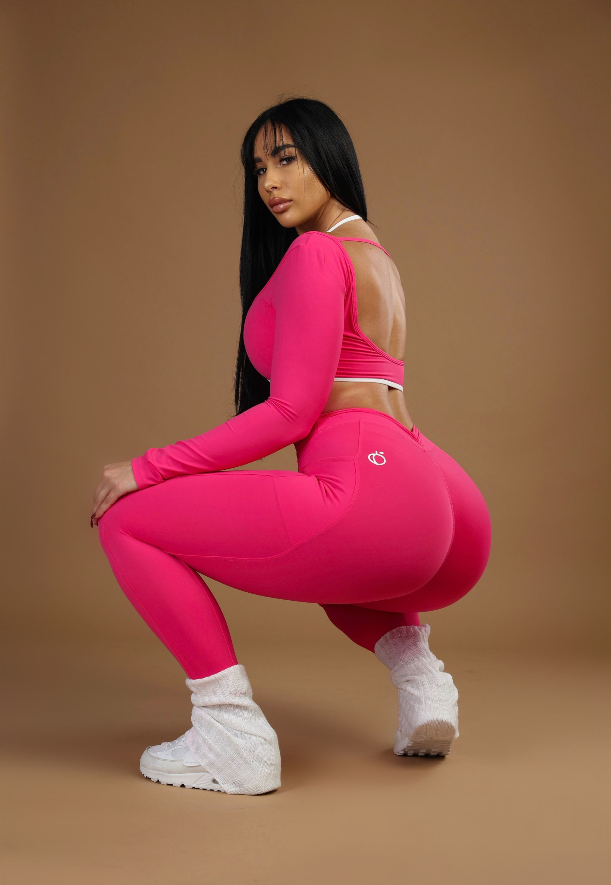 Hot pink-white leggings