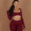 Thumbnail: Burgundy red two toned long sleeve top