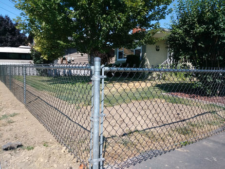  black vinyl chain link mesh on a galvanized steel frame.