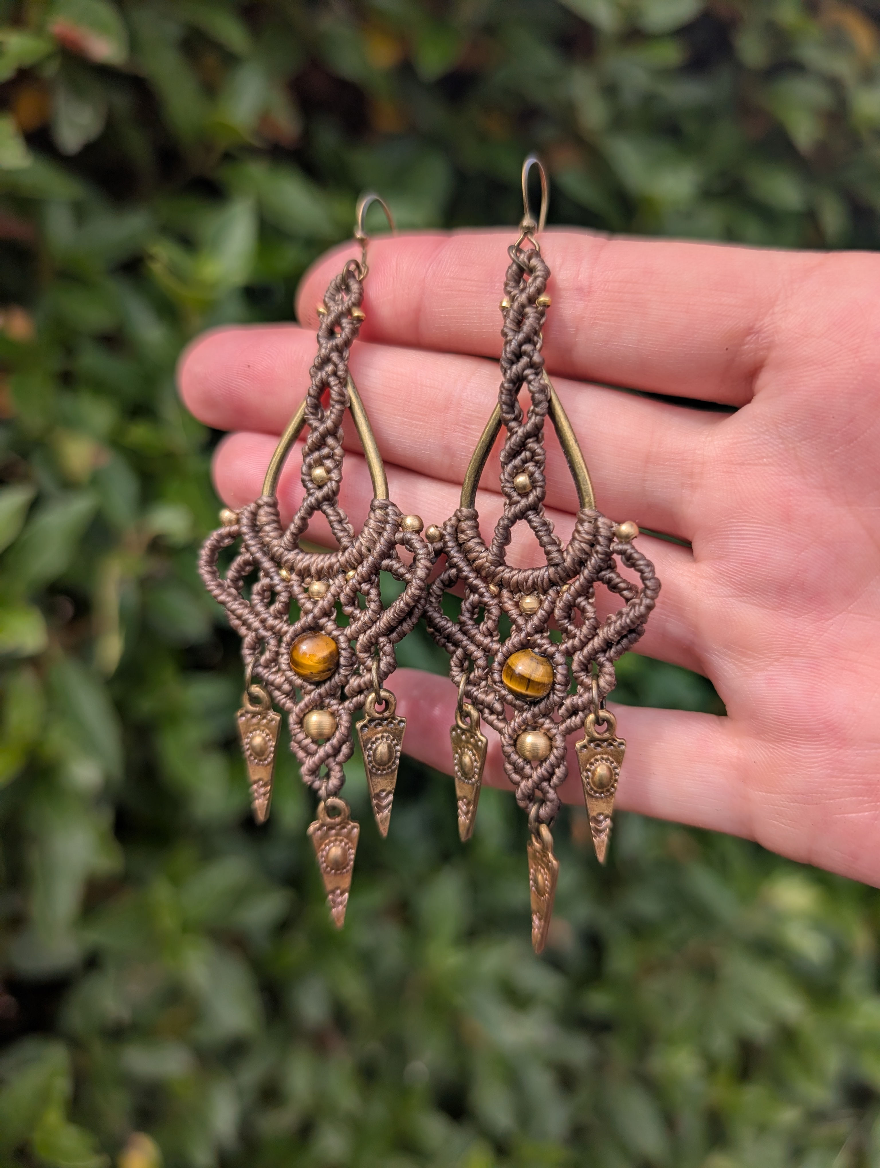 Tigers Eye Tribal Drop Earrings