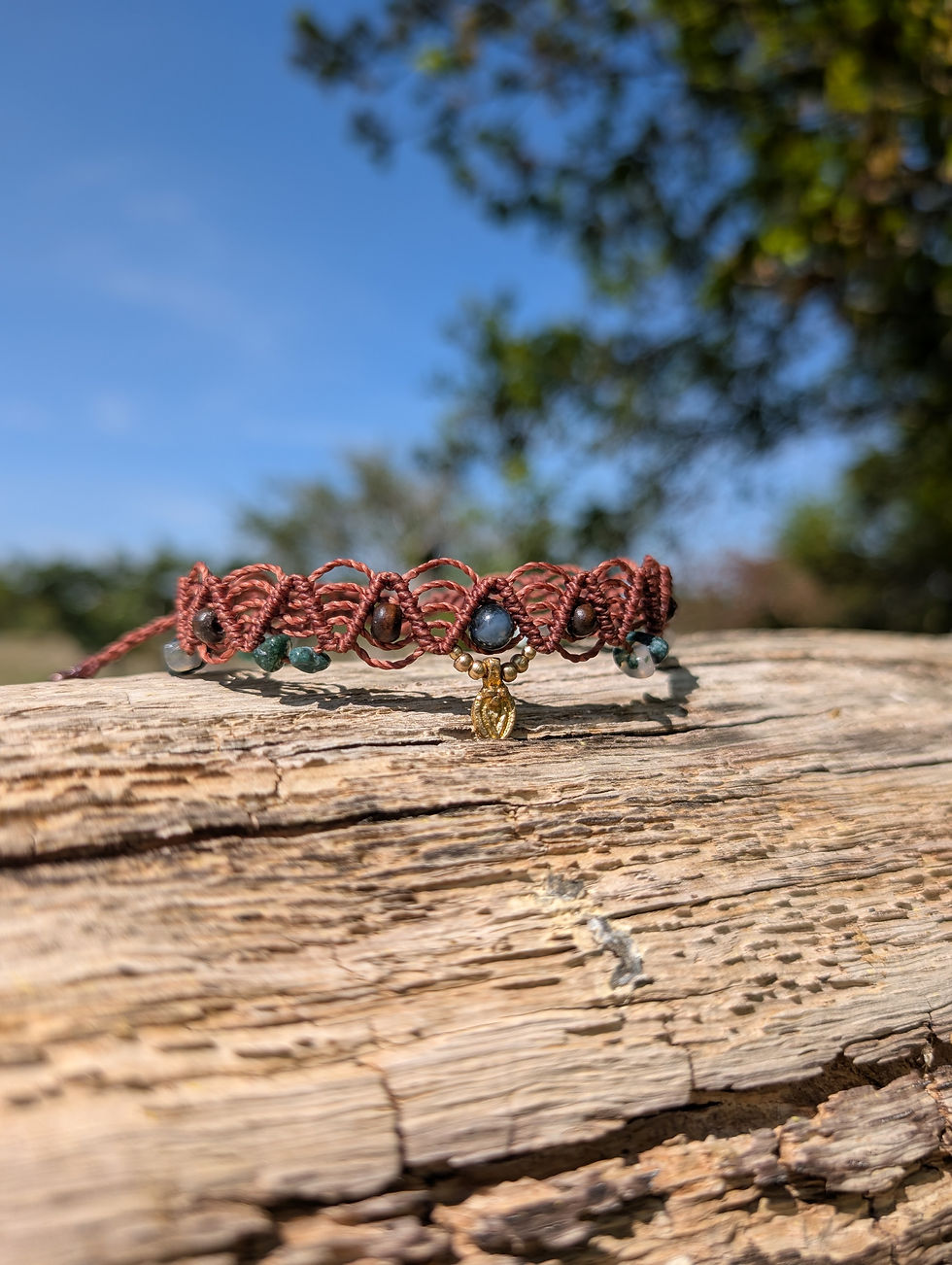 Thumbnail: Moss Agate anklet - Rustic copper