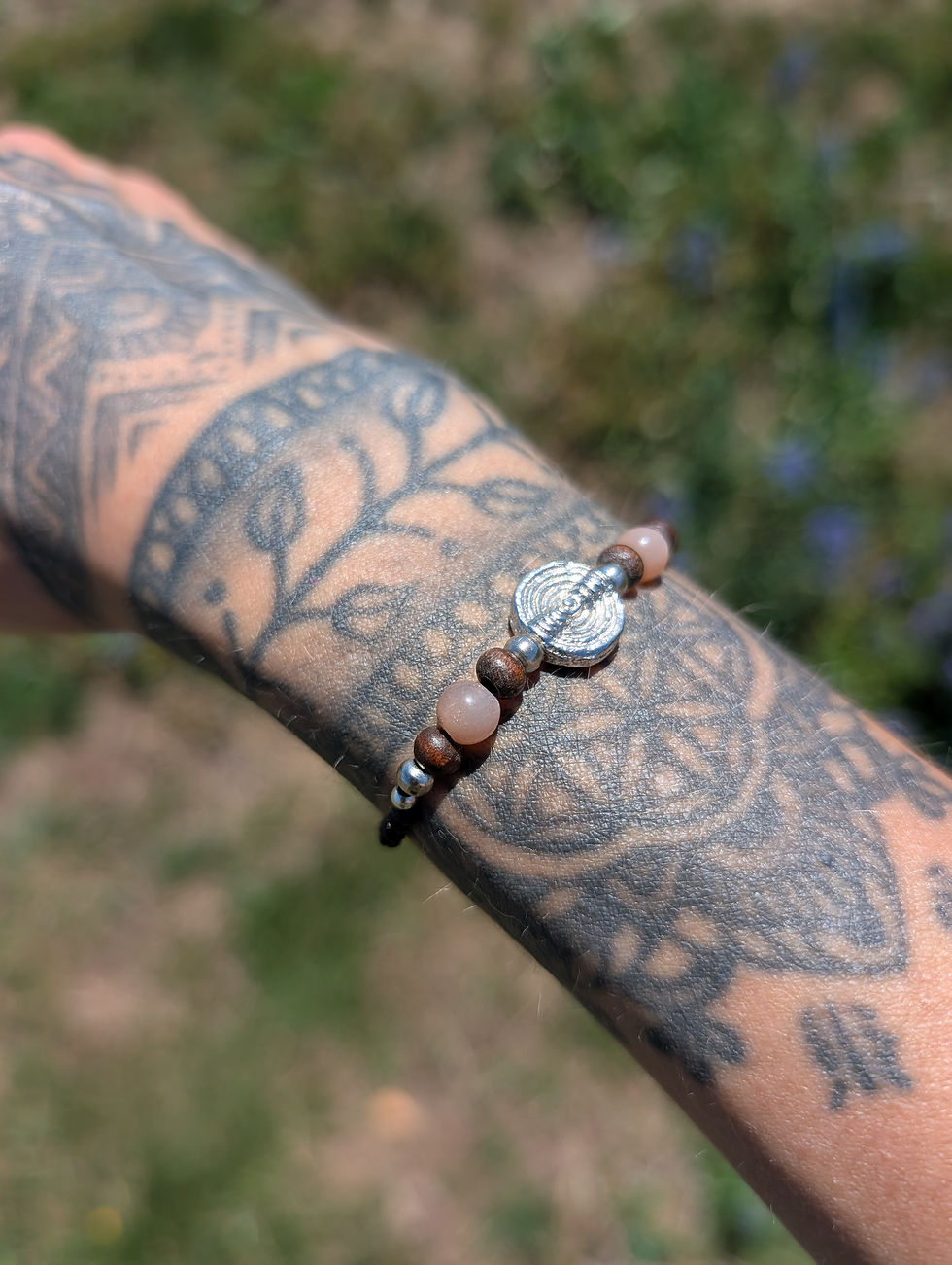 Thumbnail: Sunstone Silver Spiral bracelet