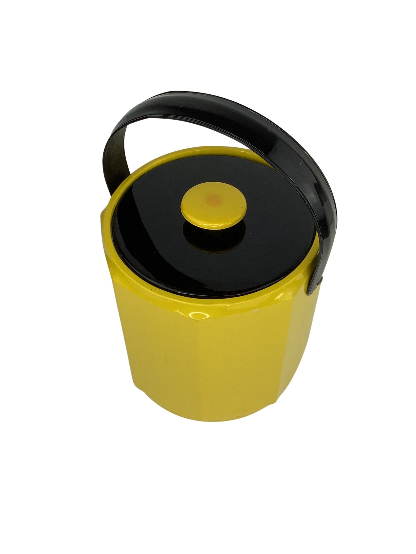 Mid Century Yellow and Black Vinyl Wrapped Ice Bucket