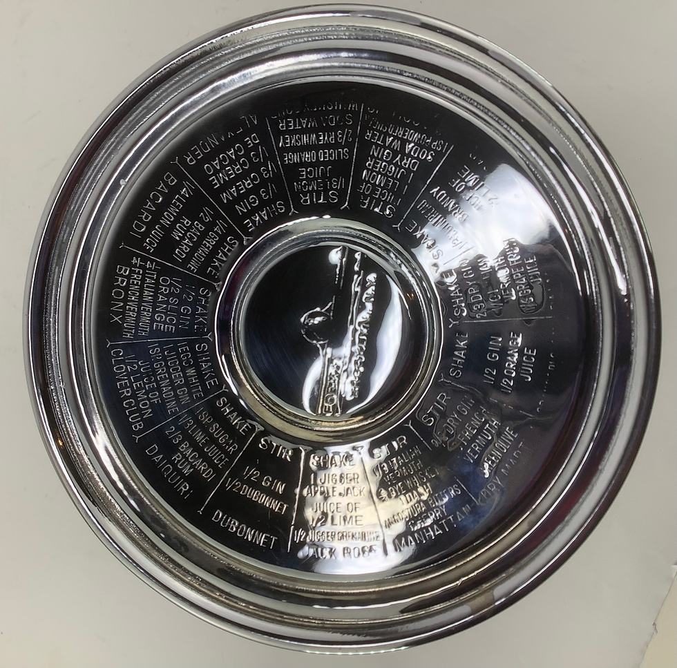 Thumbnail: Art Deco Chrome and Bakelite Recipe Cocktail Shaker by Forman Bros.