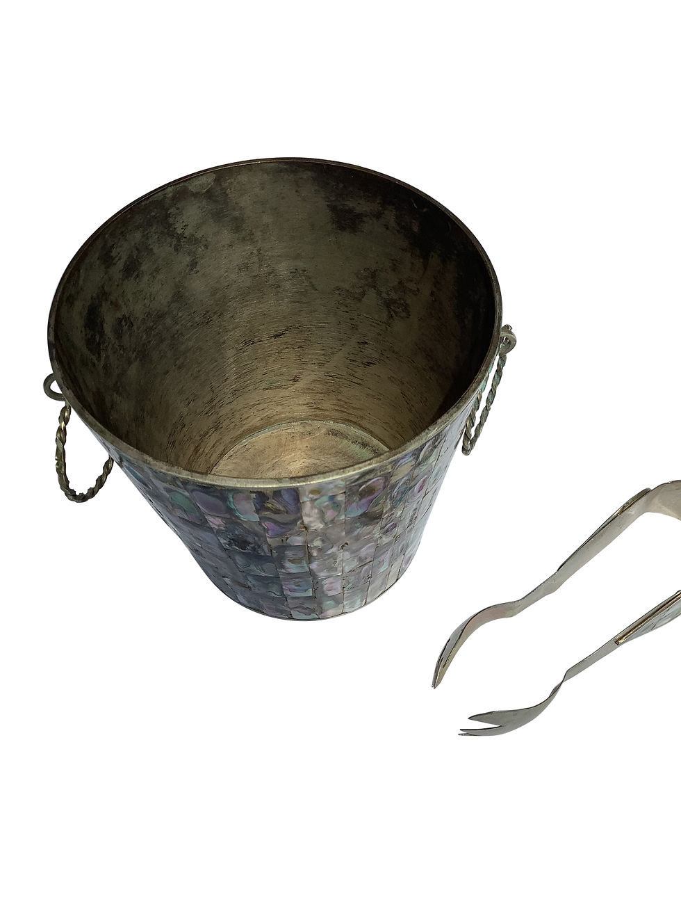 Thumbnail: Mexican Abalone and Alpaca Silver Ice Bucket and Tongs