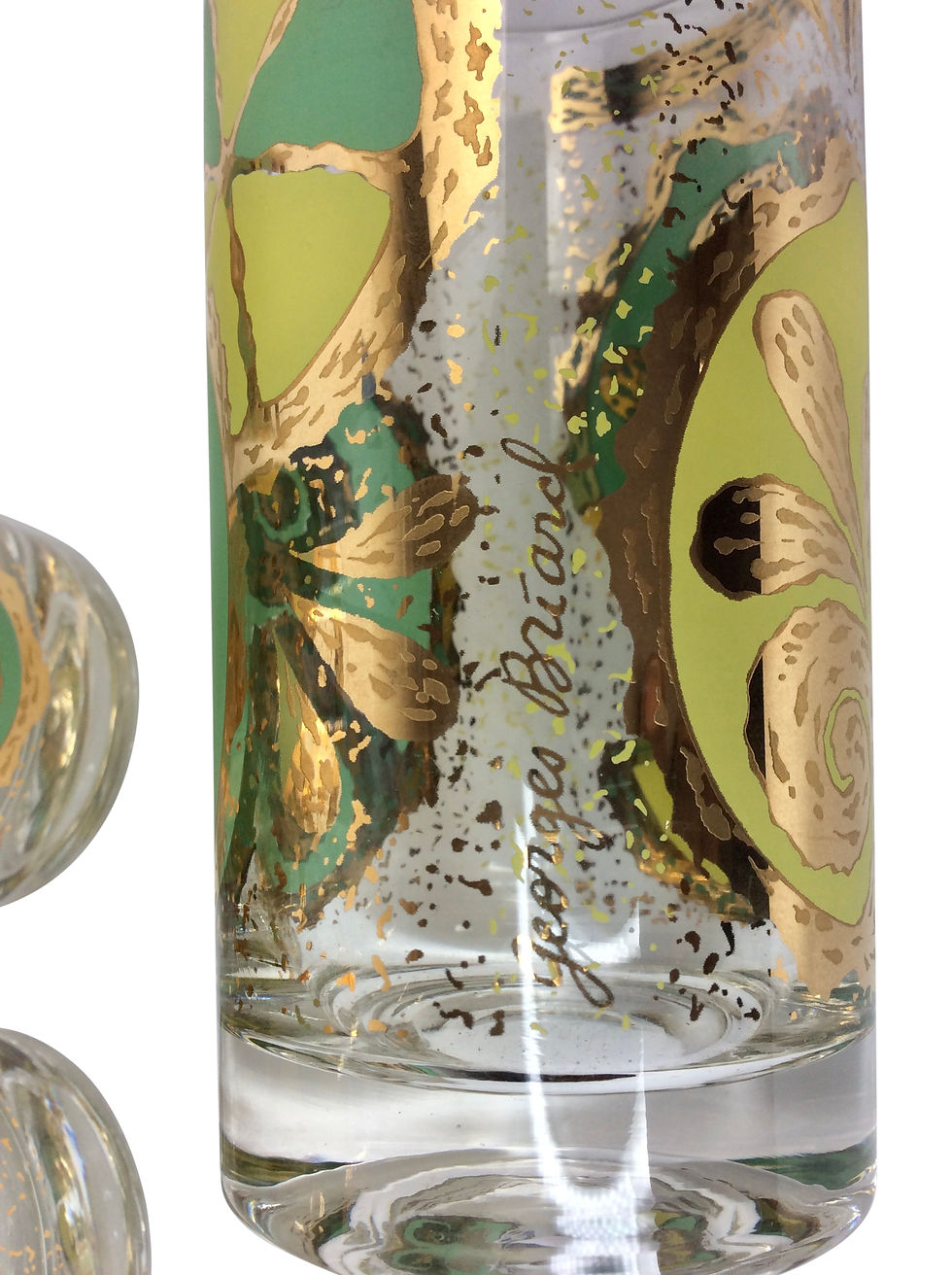 Thumbnail: Set of 8 Vintage Georges Briard Lemon and Lime Highball Glasses With Caddy