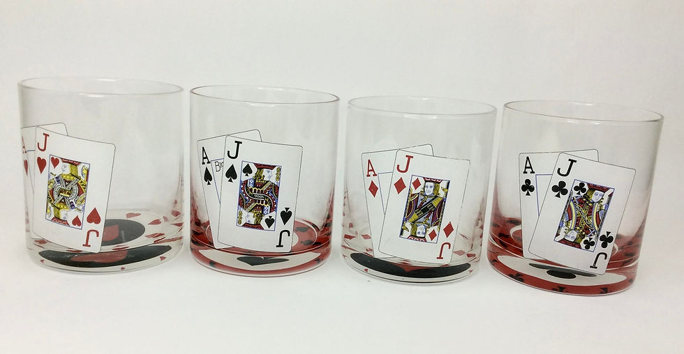 Thumbnail: Vintage Old Fashioned Blackjack Glasses - Set of Four
