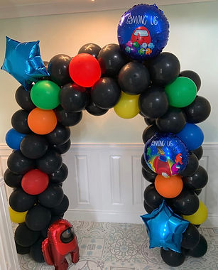 Amoung us balloon arch
