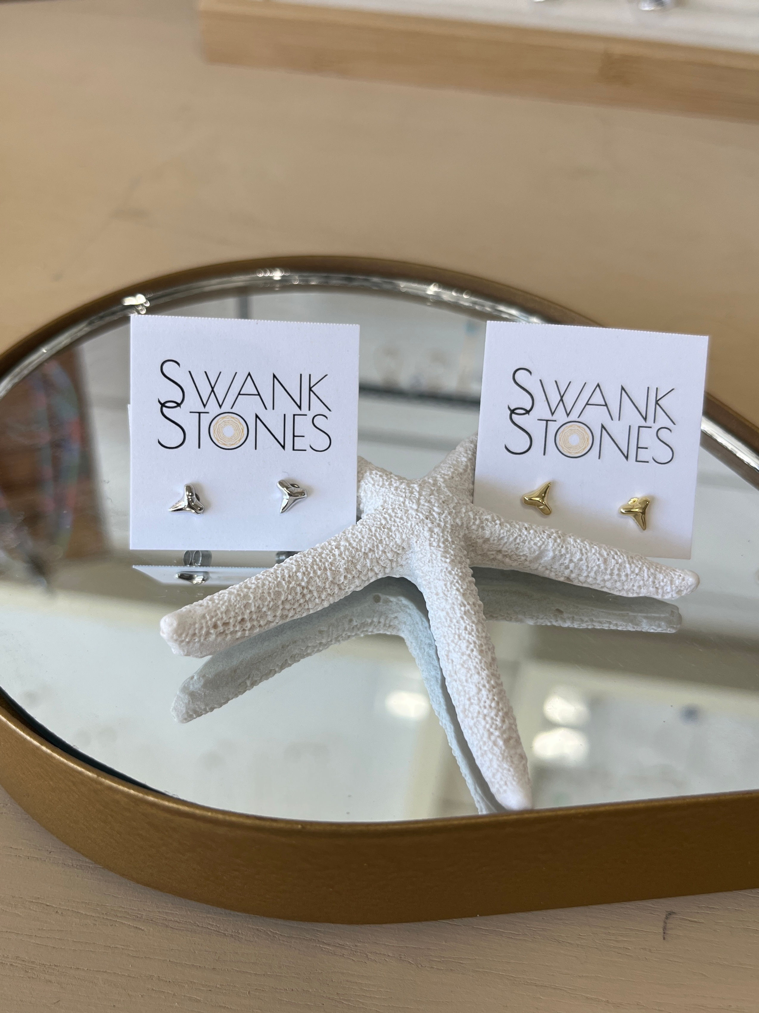 STERLING SILVER MINI SHARK TEETH STUDS
