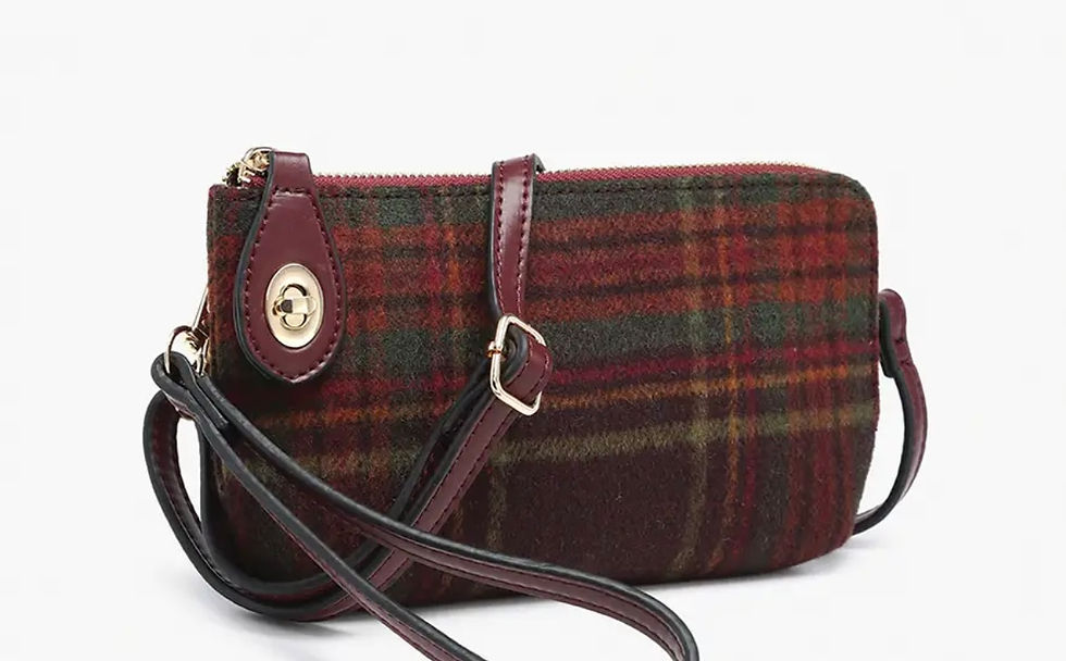 Thumbnail: Clutch Plaid Bag with Zipper & Twist Closure