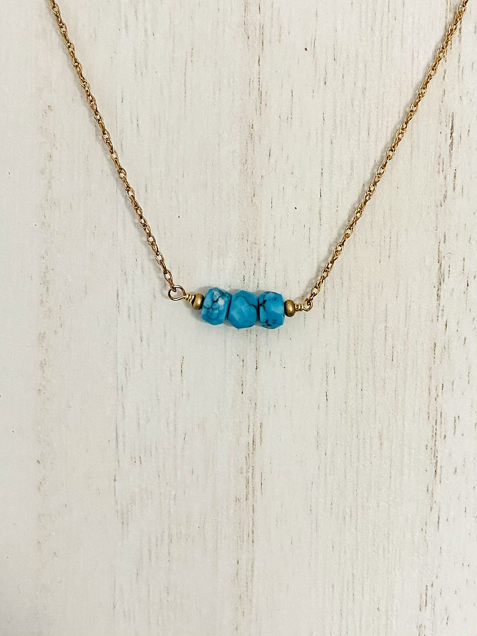 Thumbnail: THE SIMPLE LIFE NECKLACE TURQUOISE NECKLACE  IN GOLD-FILLED