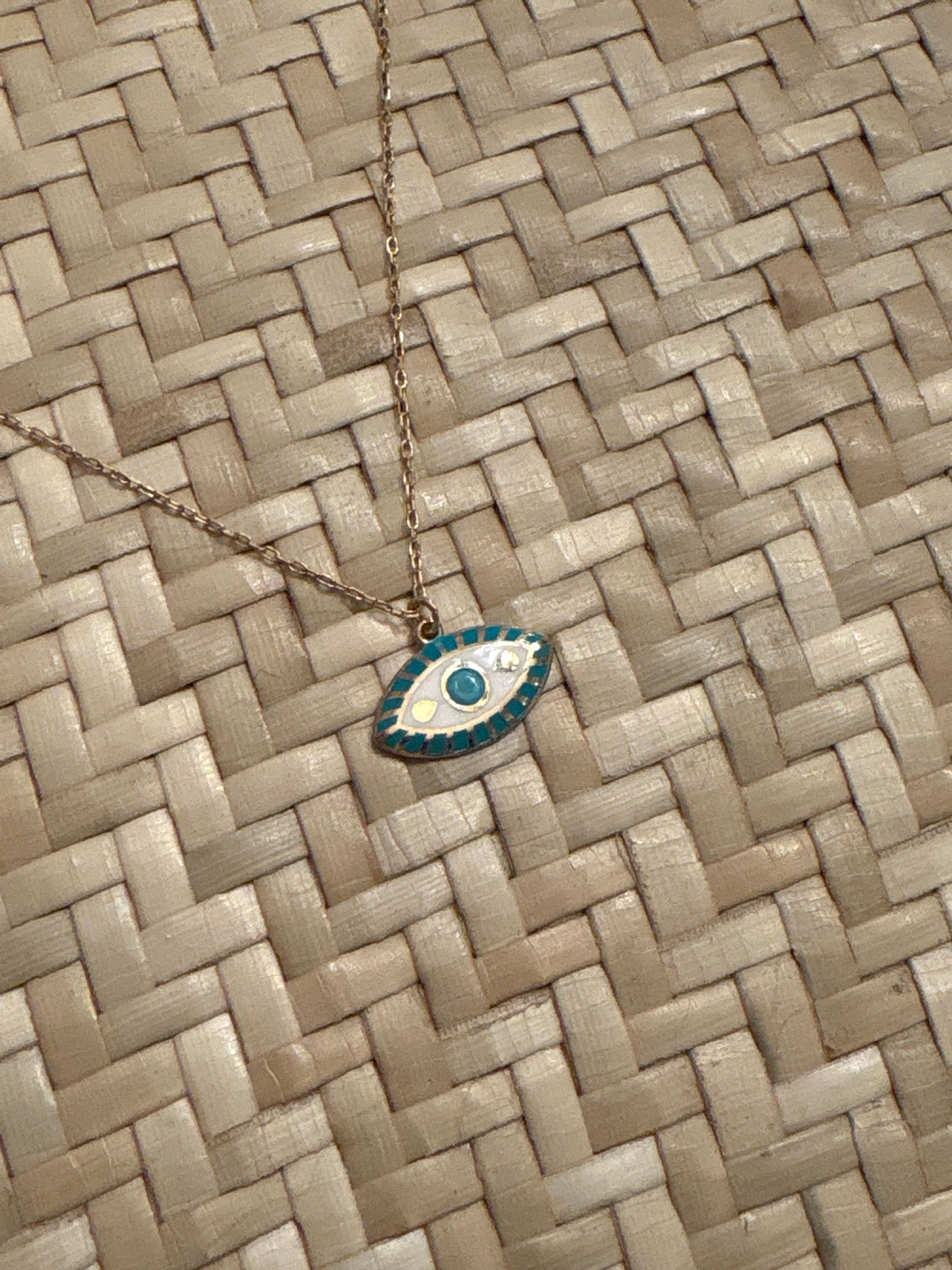 Evil Eye Enamel necklace 925/GP