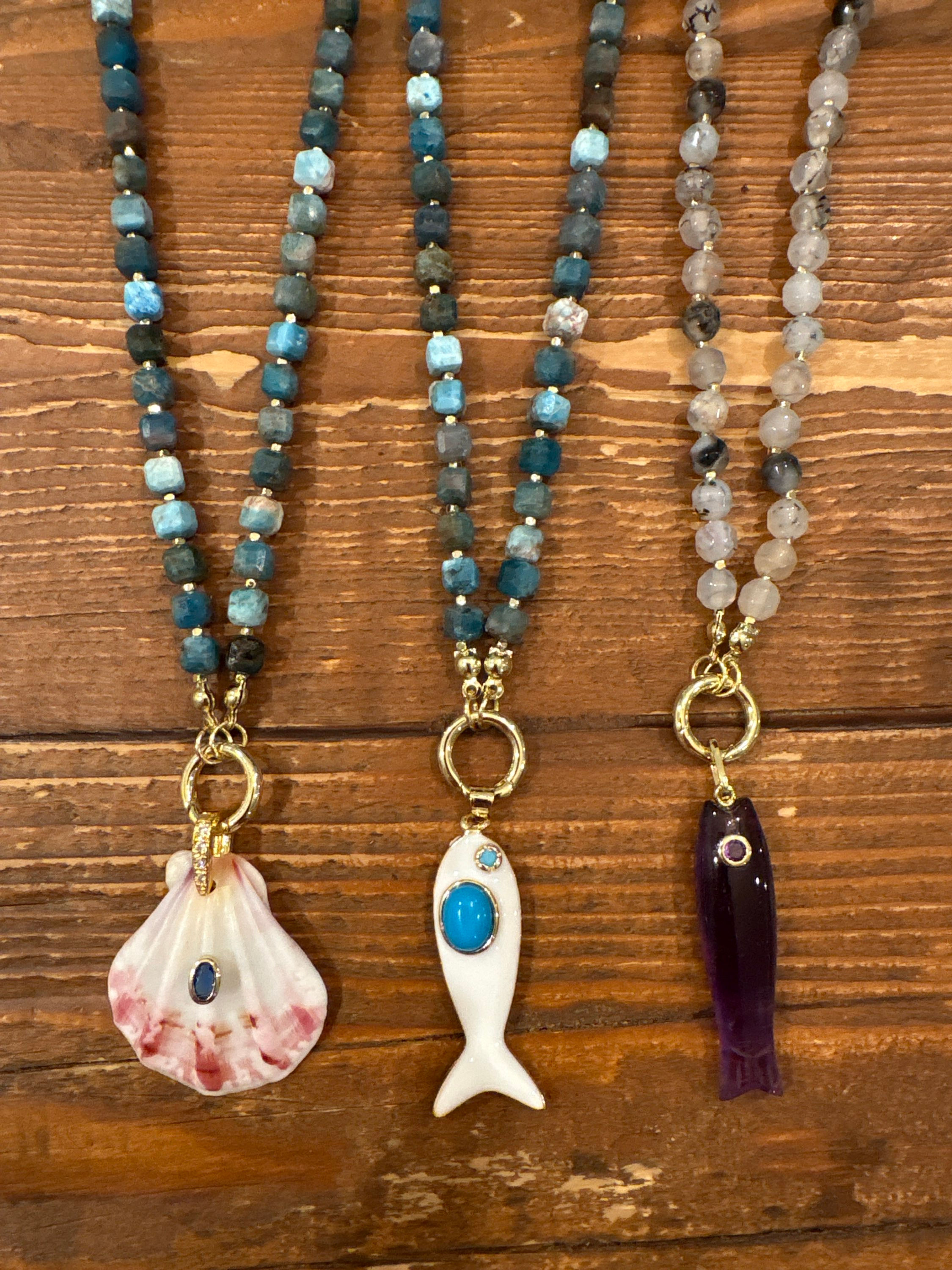 Gemstone Necklace with Charm