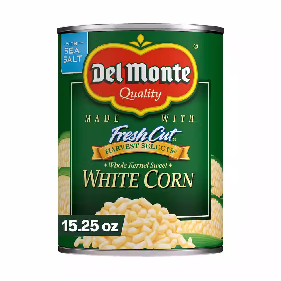 Del Monte Corn, Gold & White, Whole Kernel Sweet, Harvest Selects 15.25 oz