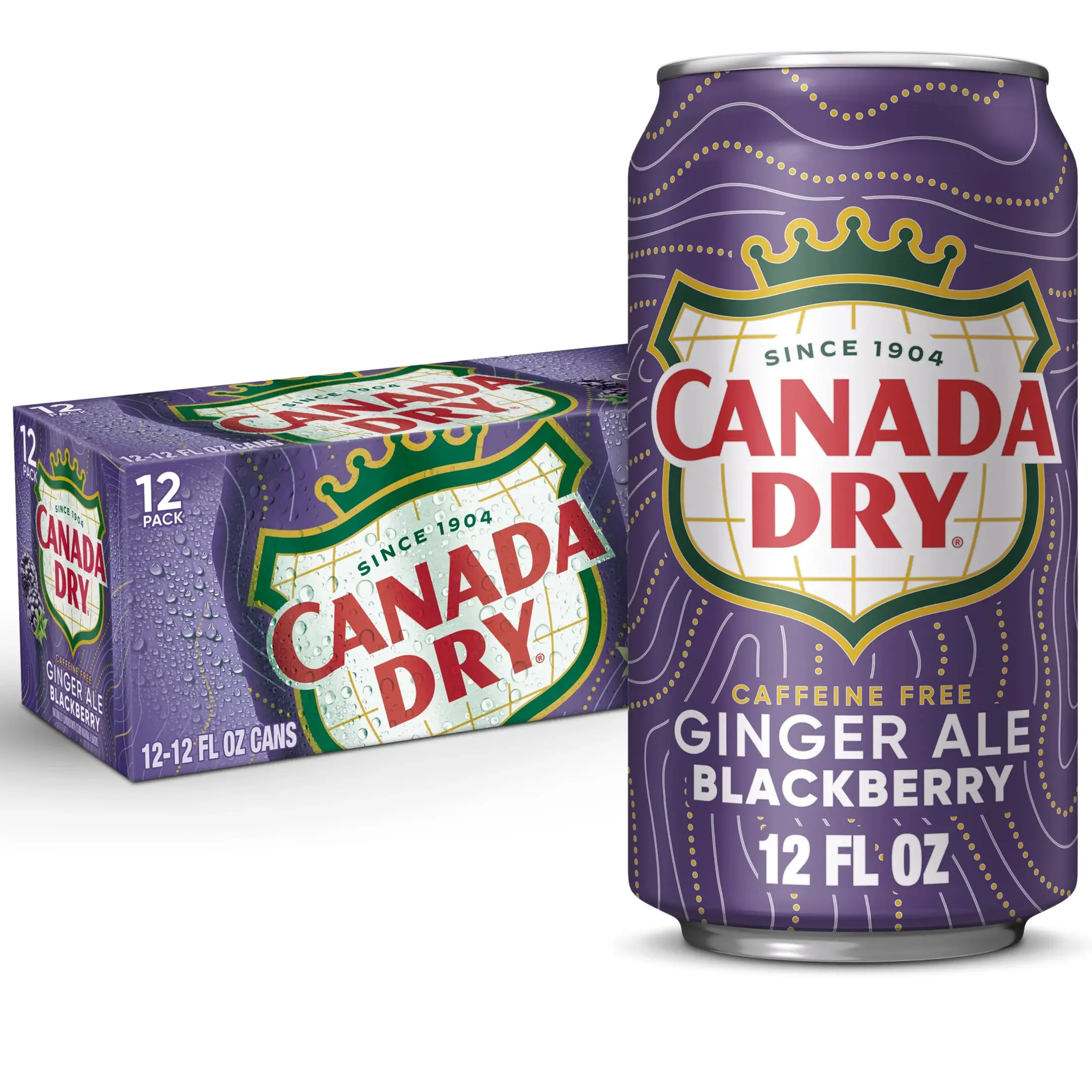 Canada Dry Ginger Ale, Caffeine Free, Blackberry, 12 Pack 12 ea