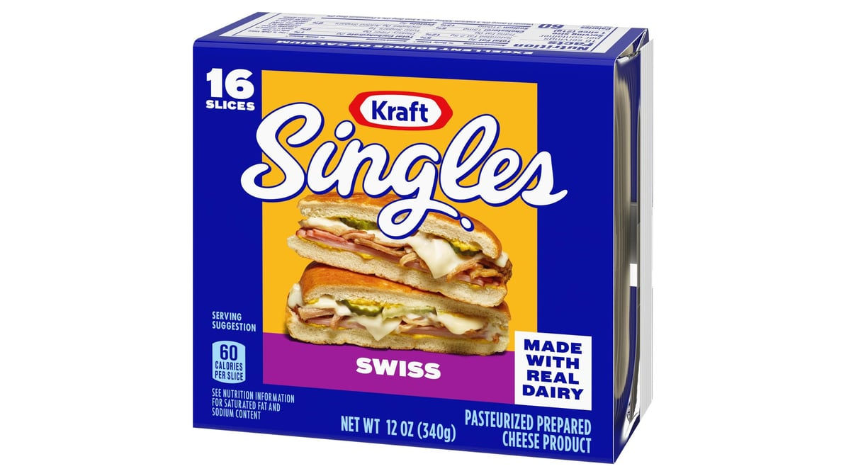 KRAFT SINGLES SWISS CHEESE X 16 CT