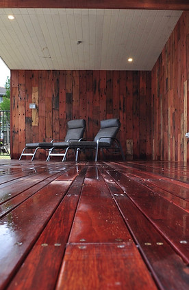 Merbau decking. Pool cabana. Pool surround.