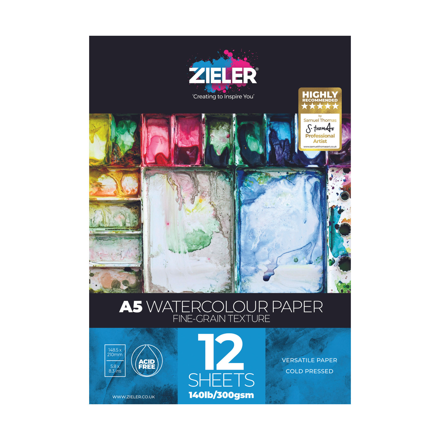 Zieler Watercolour Paper Gummed Pad – 300gsm 12 sheets A5