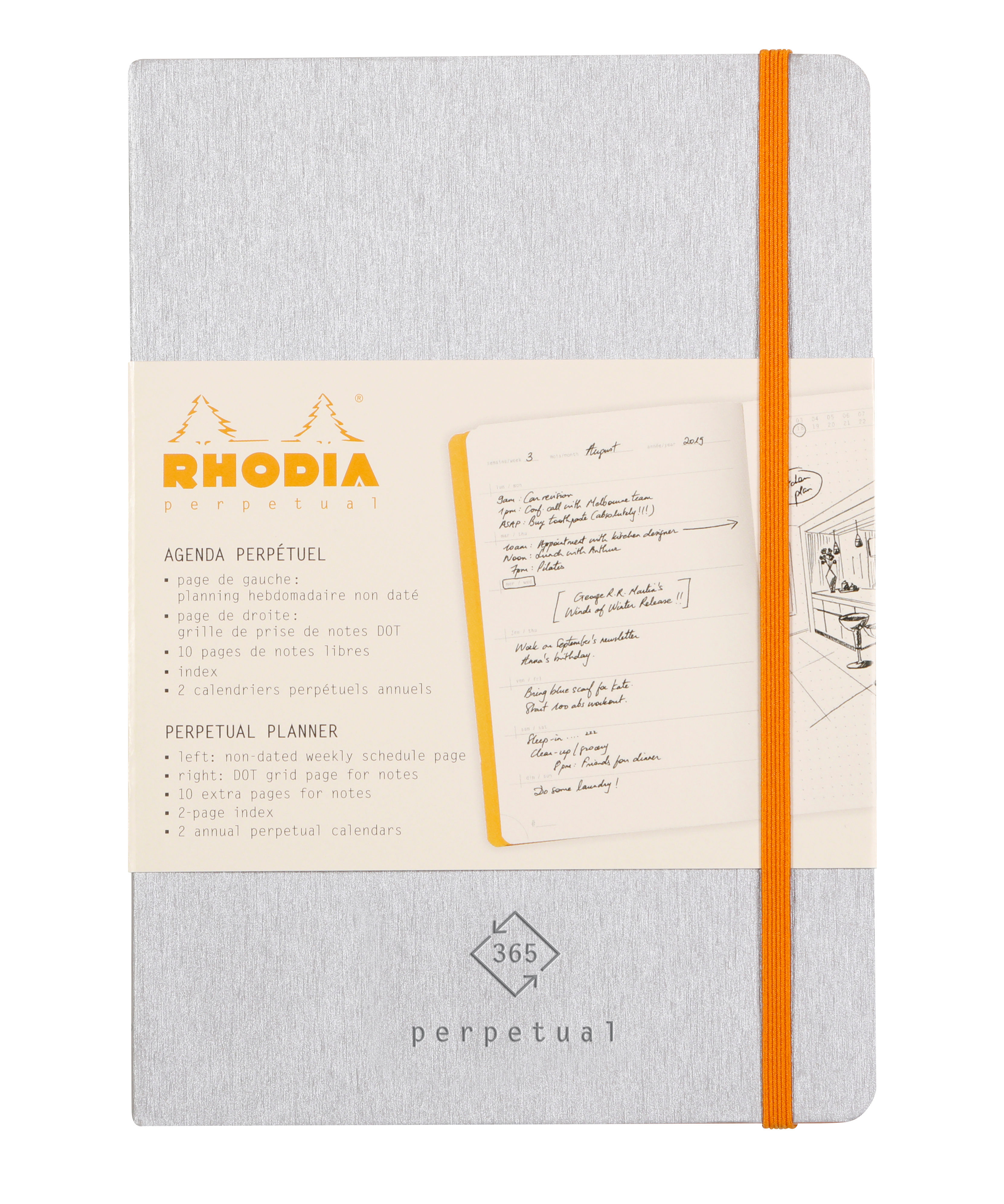 RHODIARAMA Perpetual diary silver  A5