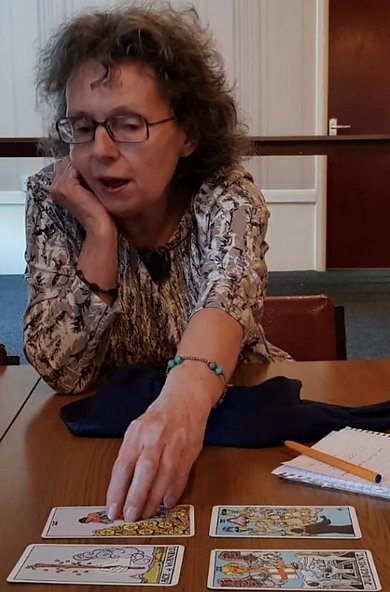 Sally reading Tarot