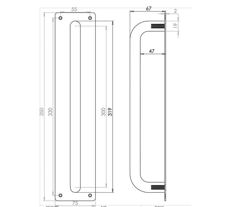 Pull handle on plate drawing