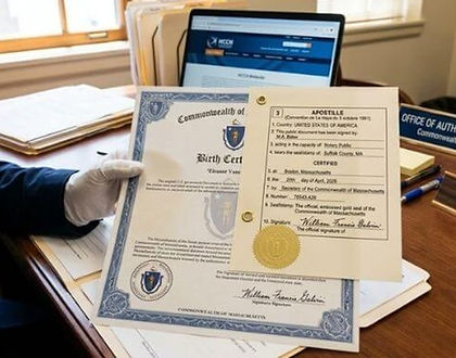 Apostille authentication on a Massachusetts birth certificate