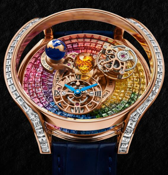 Jacob & Co. ASTRONOMIA SOLAR BAGUETTE RAINBOW Watch Replica AS800.40.BD.UA.ABALA content media