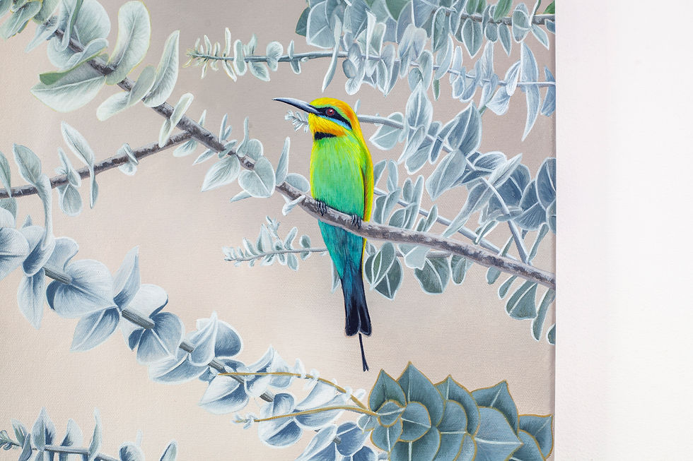 Thumbnail: Rainbow Bee Eater Original Oil Painting