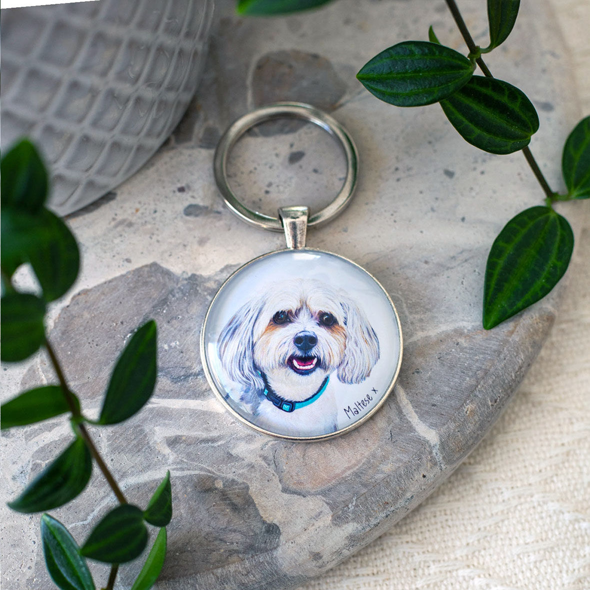 Maltese x I - Keychain