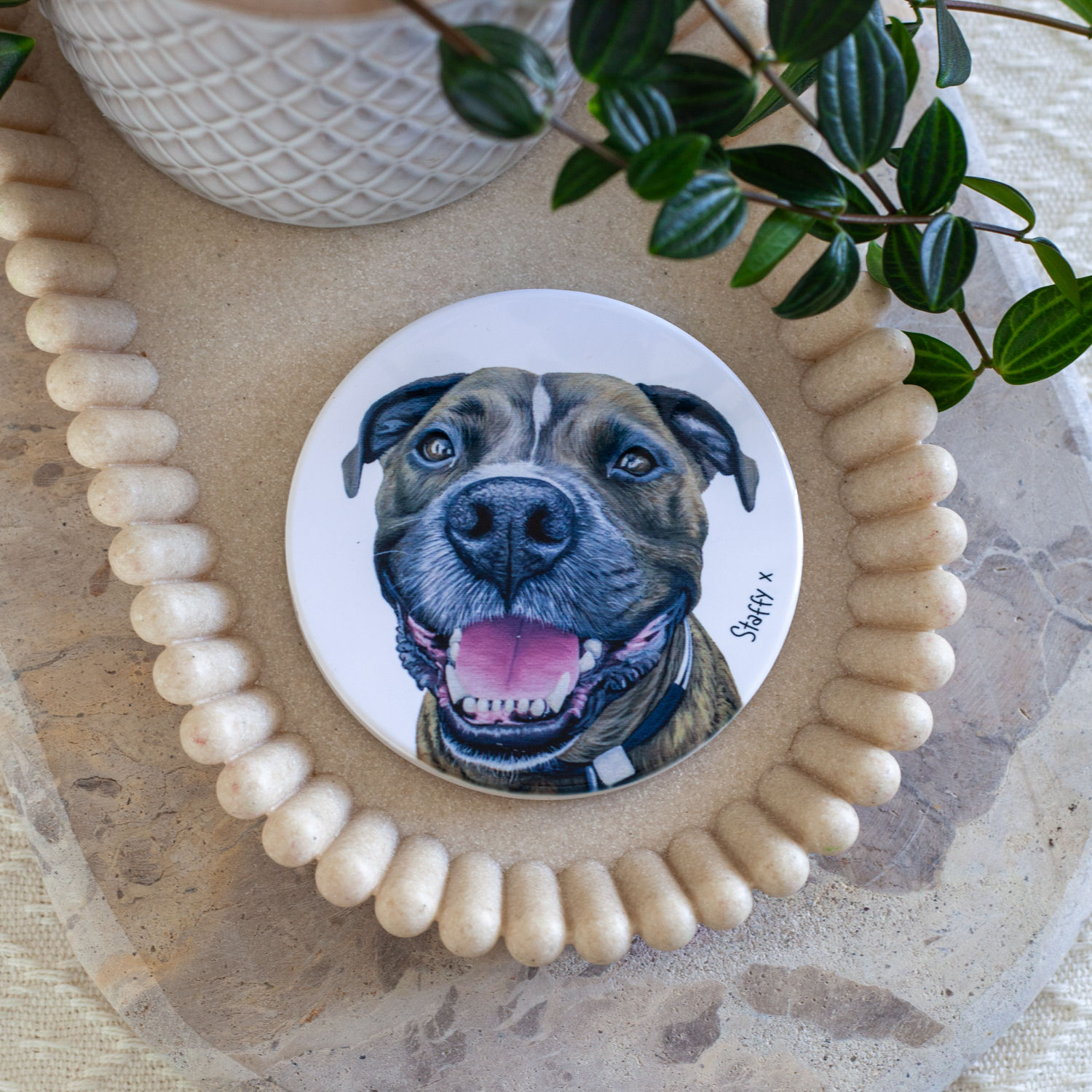 Staffy x I - Ceramic Coaster