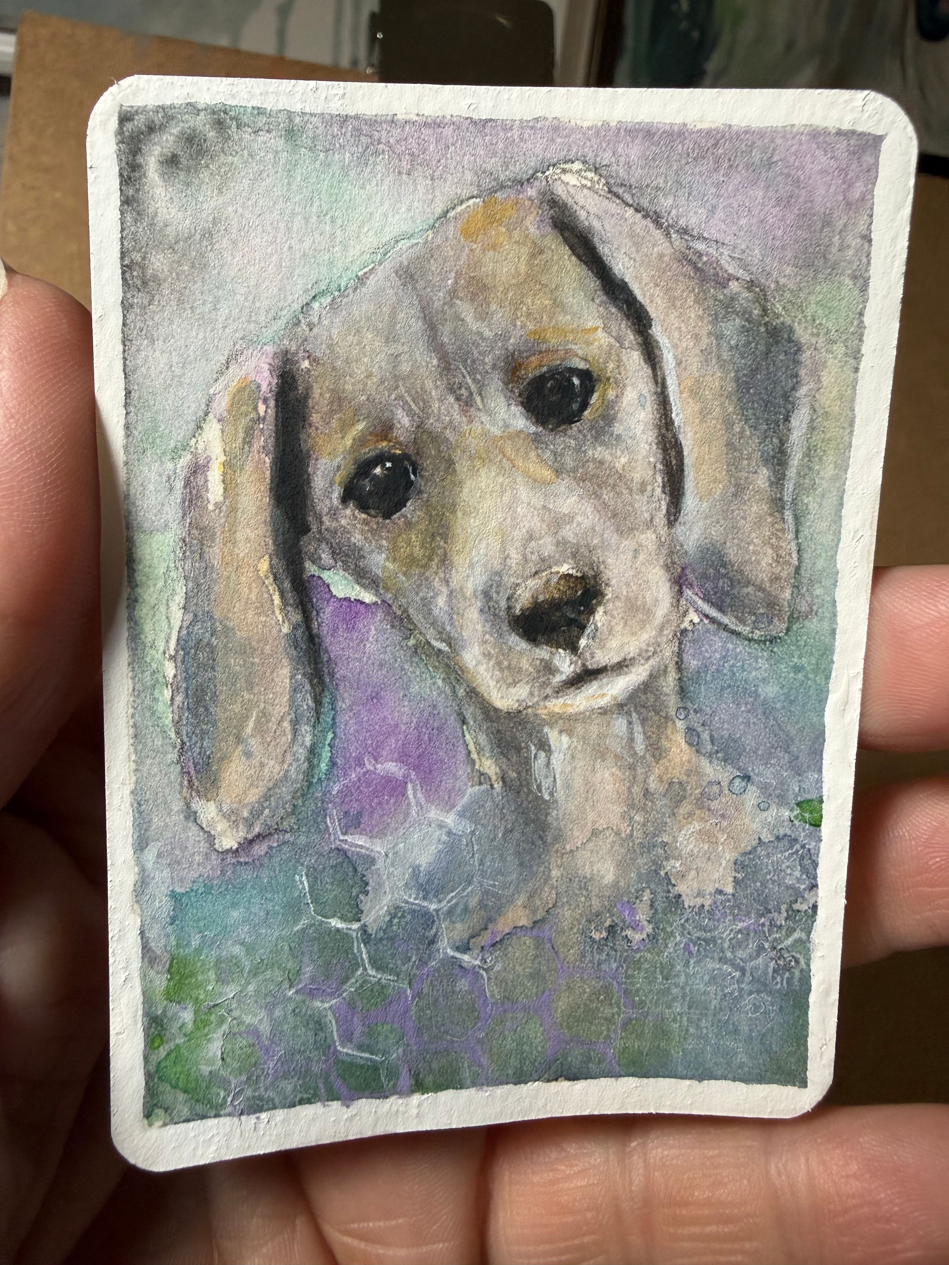 ACEO miniature, original dog painting 