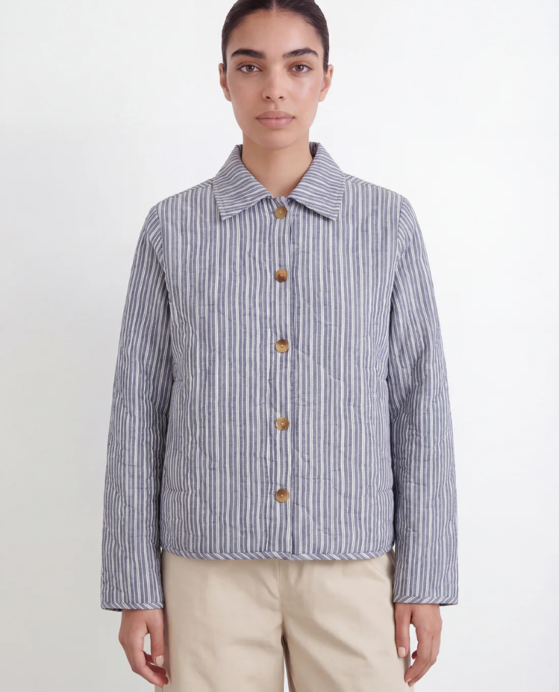 Levete Ricko Blue Stripe Quilted Jacket