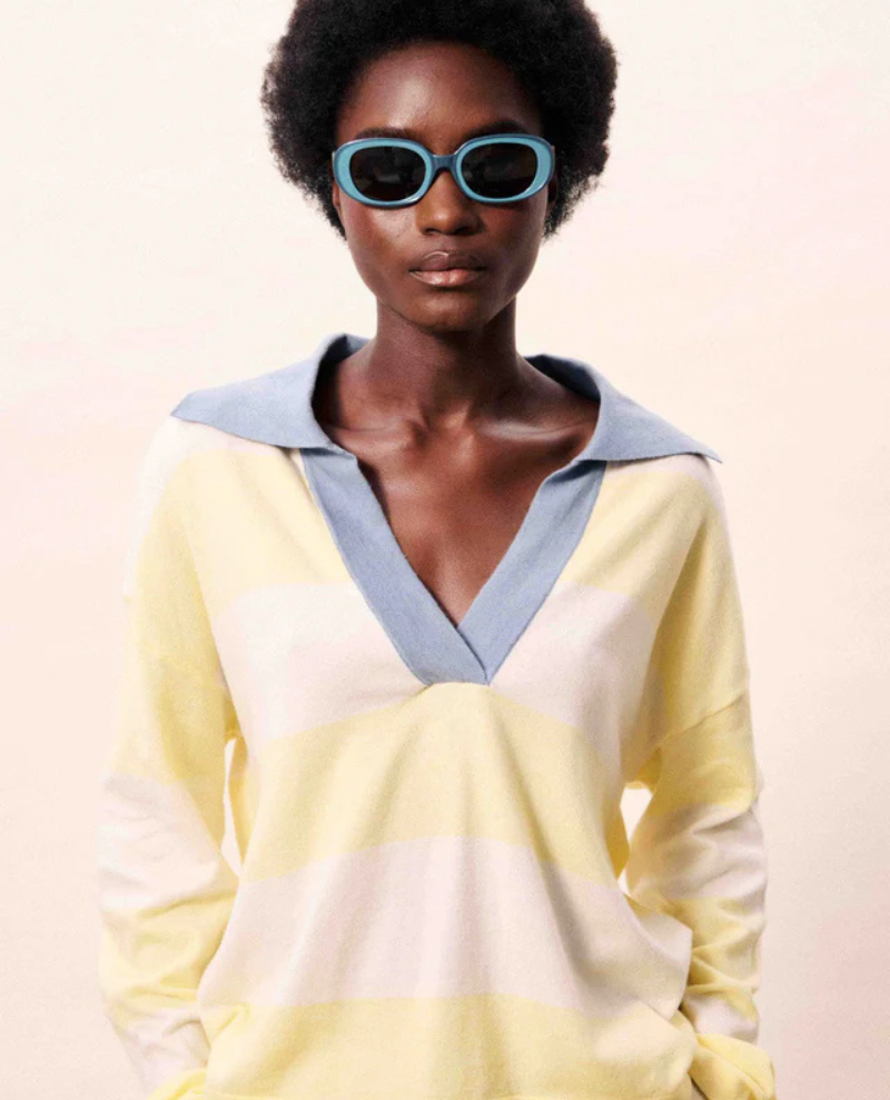 FRNCH Hydralis Butter V-Neck Sweater