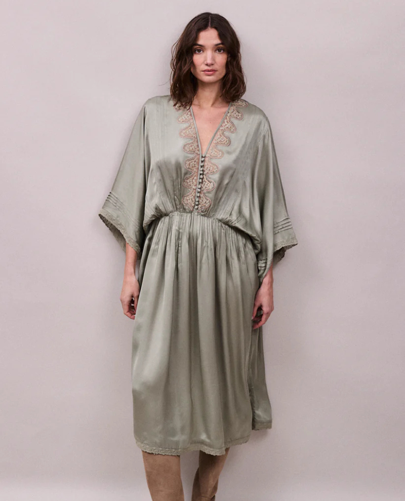 Faune Honeysuckle Sage Green Dress