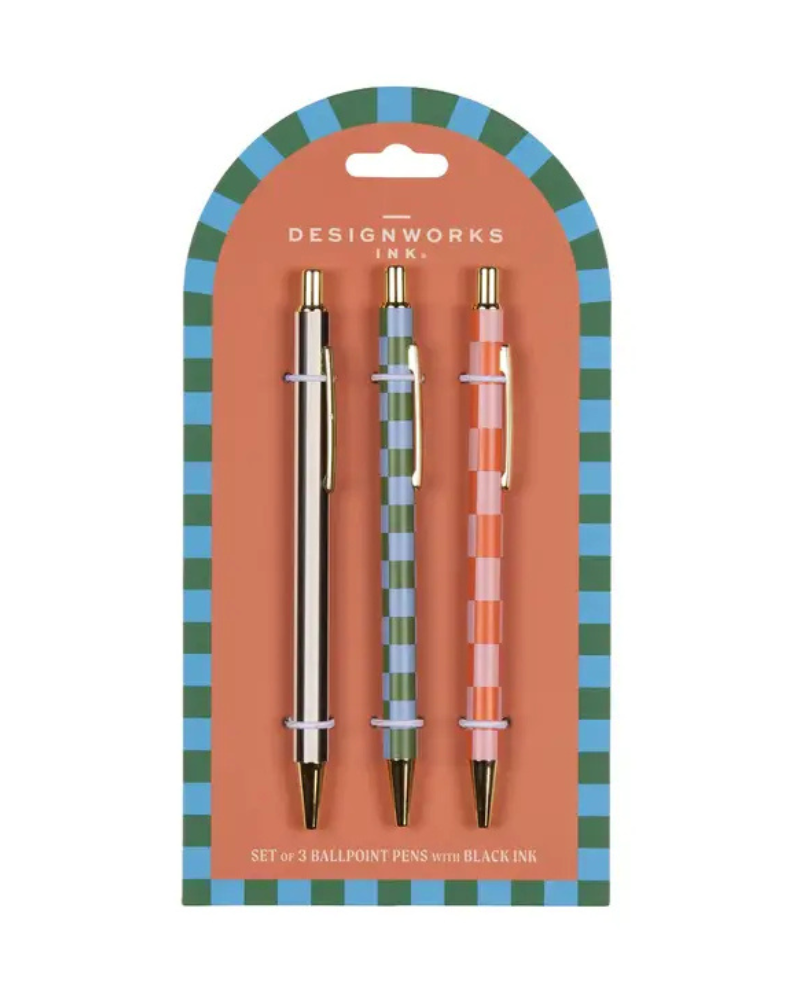 Designworks Ink A Dopo Set of 3 Pens - Stripes Checks